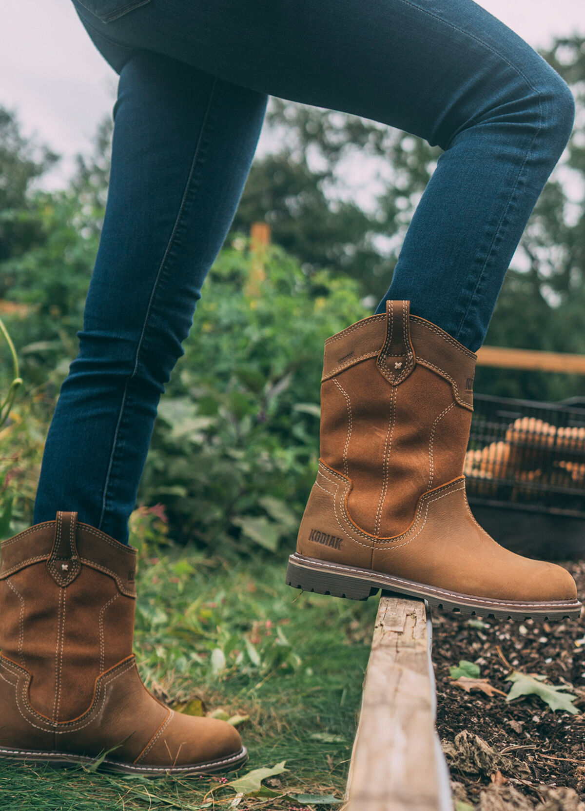 Women's Kodiak Bralorne Wellington Waterproof Soft Toe Work Boot Wheat